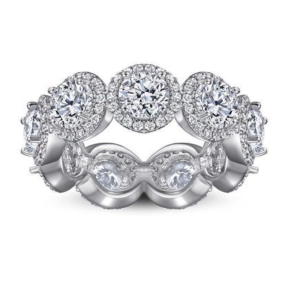 5ct Round Halo Eternity Band Moissanite Rings