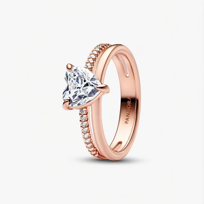 Pandora Double Band Heart Ring