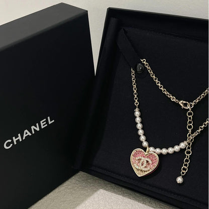 Chanel Pink Diamond Necklace Bracelet Earrings