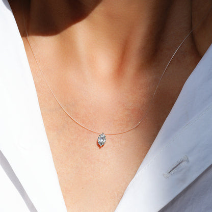 1 Carat Round-Marquise Moissanite Mermaid Tears Pendant Necklace