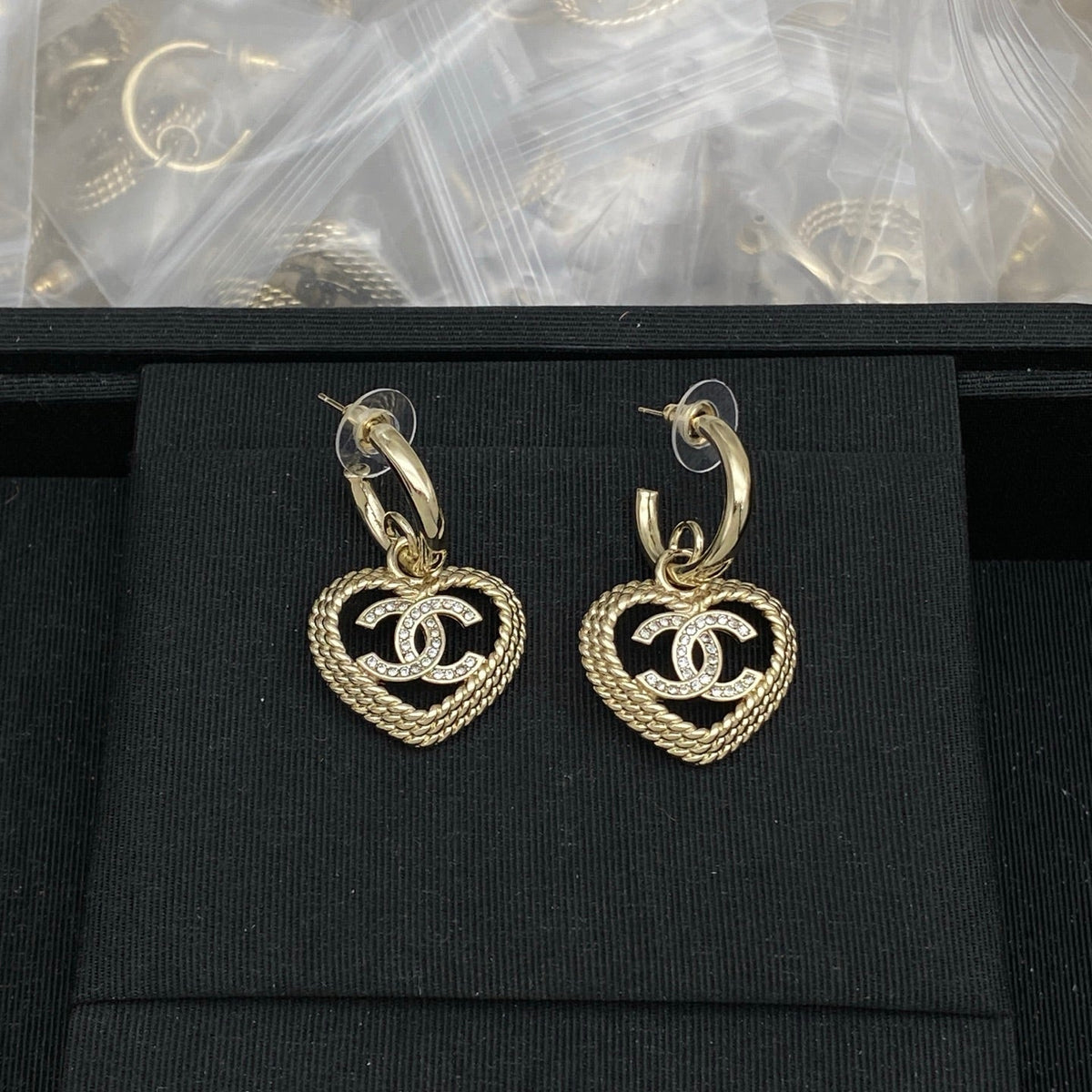 Chanel Heart Dangle Earrings